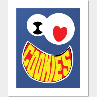 Minimalist I Love Cookies Creature Face Posters and Art